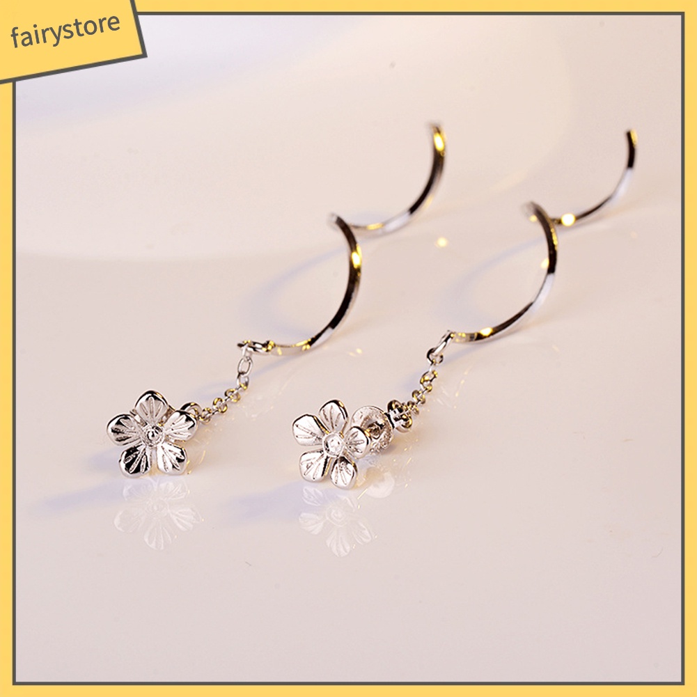 Bông Tai Chuỗi Dài Hình Hoa Tua Rua Gợn Sóng Thời Trang Cho Nữ