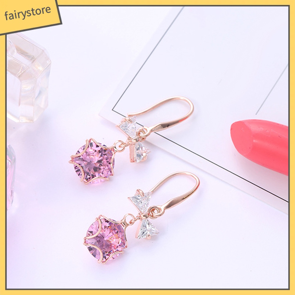 Bông Tai Dáng Dài Hình Nơ Bướm Đính Đá Zirconia Thời Trang Cho Nữ