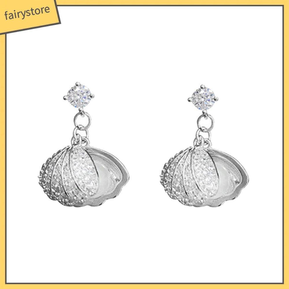 Bông Tai Hình Vỏ Sò Đính Ngọc Trai Nhân Tạo Thời Trang Dành Cho Nữ