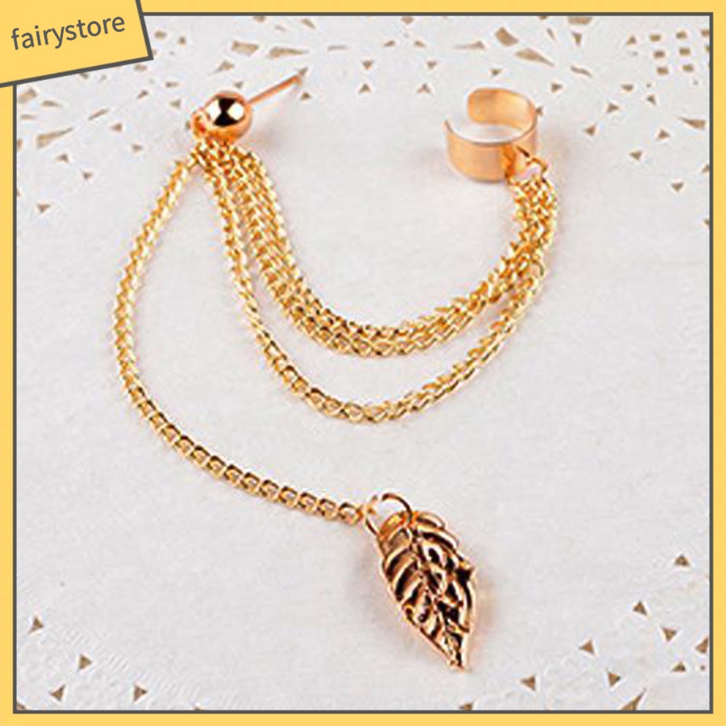 1 Đôi Bông Tai Hình Chiếc Lá Nhiều Lớp Màu Sắc Trơn Không Gây Kích Ứng Phong Cách Vintage Dành Cho Nữ