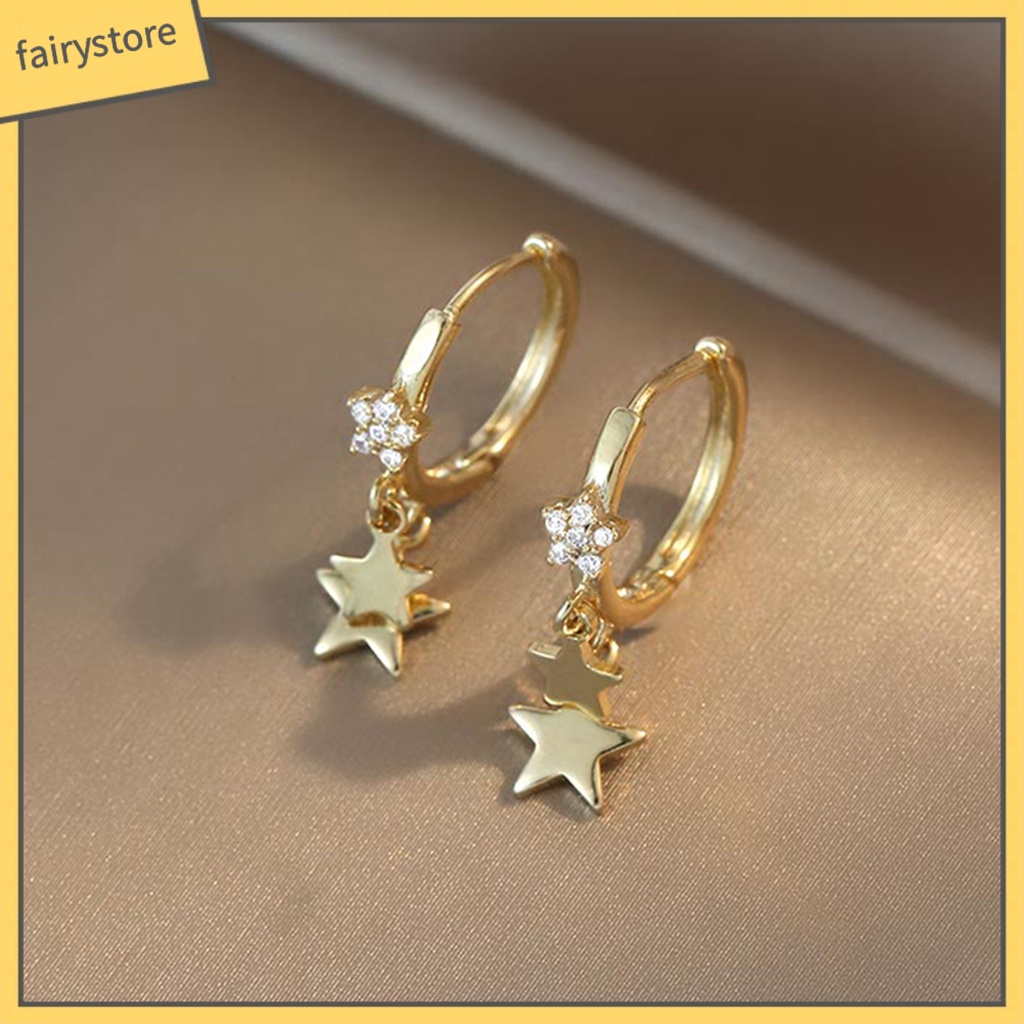 1 Đôi Bông Tai Hình Ngôi Sao Đính Đá Trang Trí Không Phai Màu Trọng Lượng Nhẹ Thời Trang Dành Cho Nữ