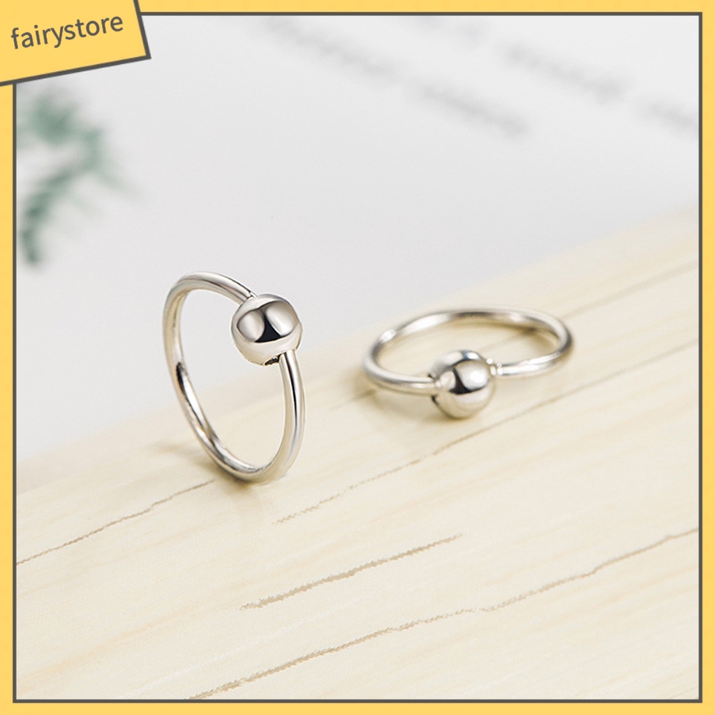 Set 2 Khuyên Tai Tròn Rỗng Đính Bóng Lông Thiết Kế Hình Học Mặc Hàng Ngày