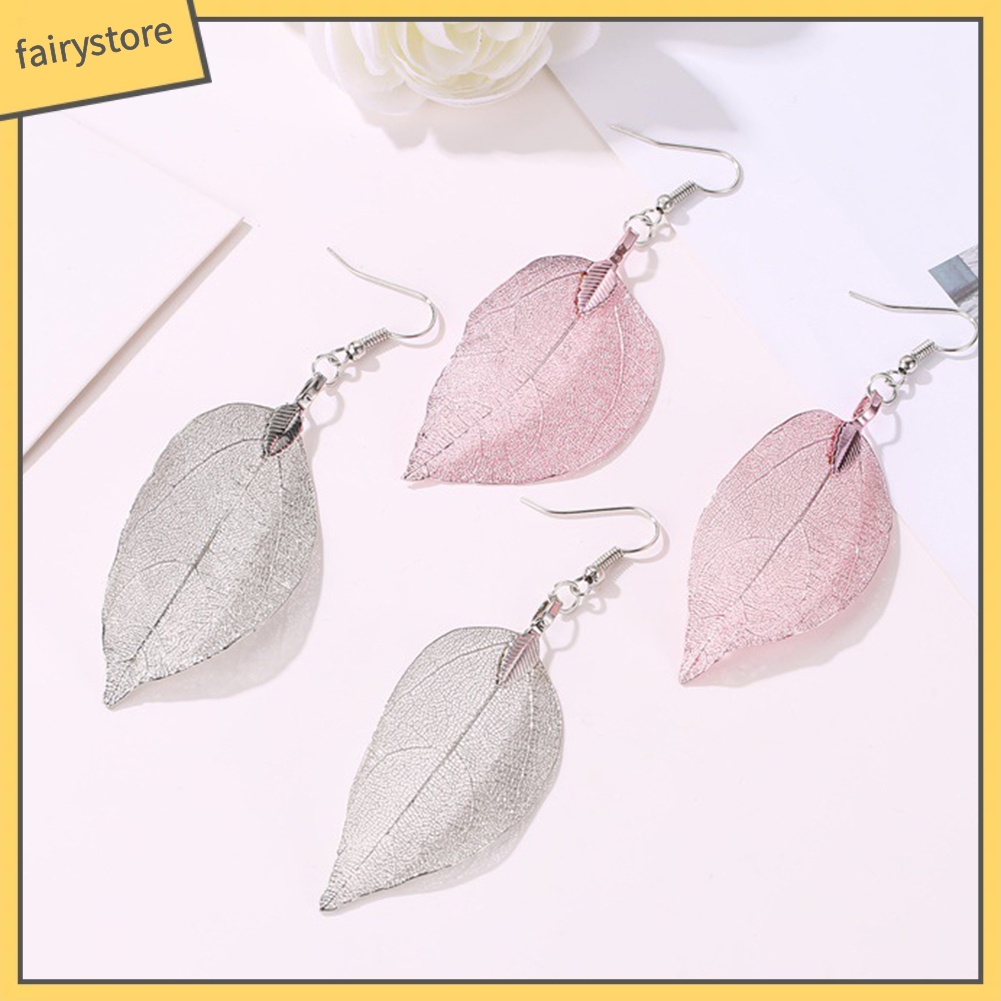 Bông Tai Hình Chiếc Lá Thiết Kế Đục Lỗ Phong Cách Cổ Điển Thời Trang Cho Nữ