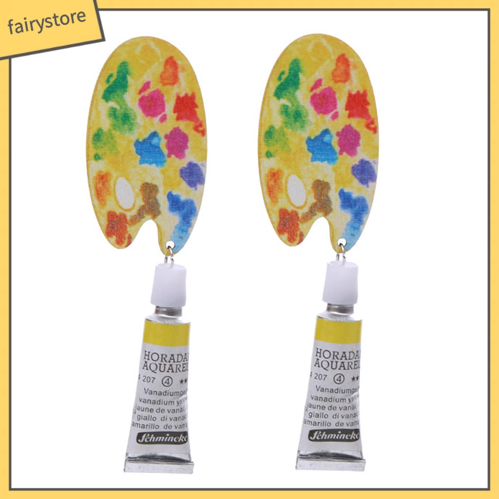 1 Đôi Bông Tai Treo Hình Học Nghệ Thuật Bằng Thép Không Gỉ Nhiều Màu Sắc Thủ Công Cho Nữ