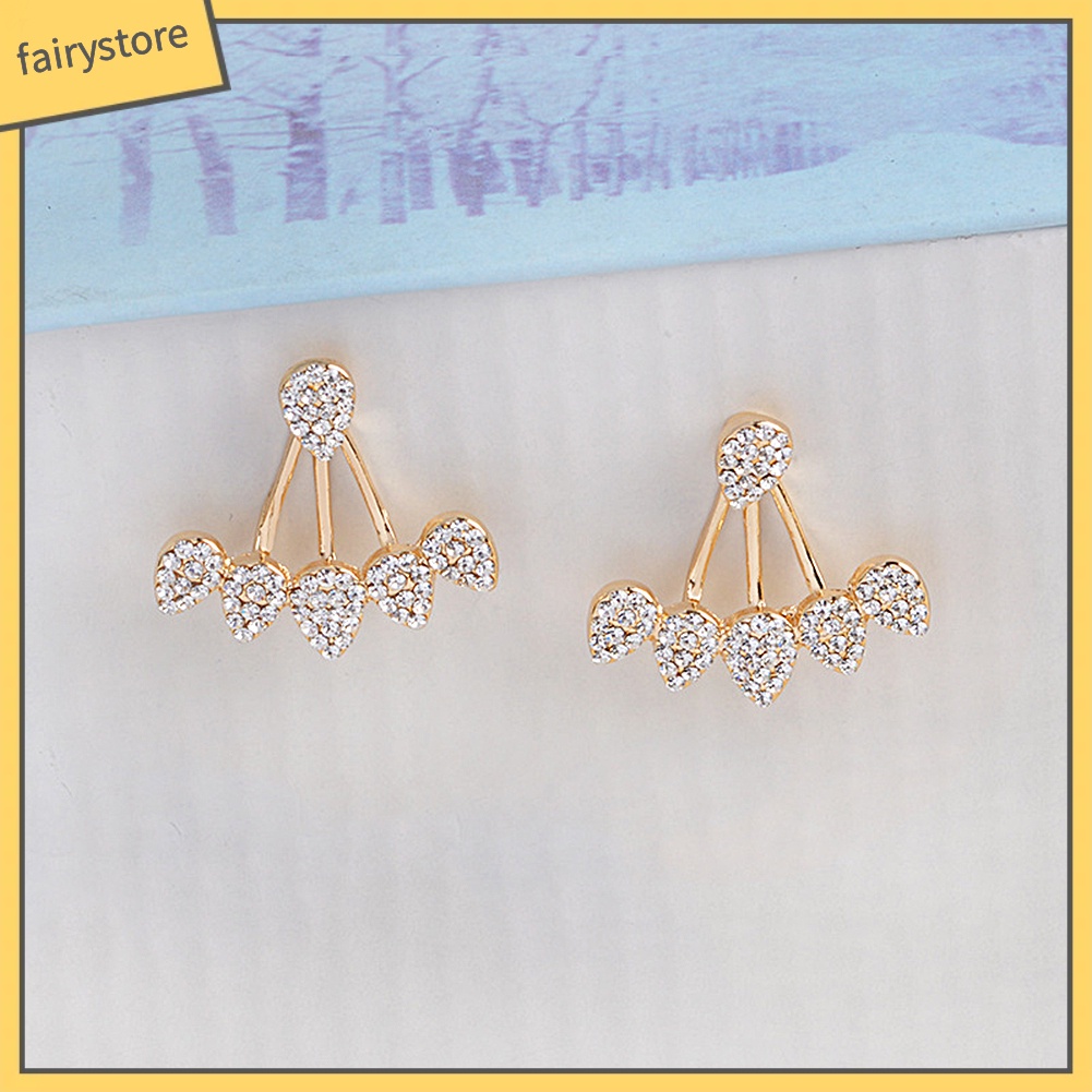 Bông Tai Đinh Tán Hình Giọt Nước Đính Đá Sang Trọng Cho Nữ