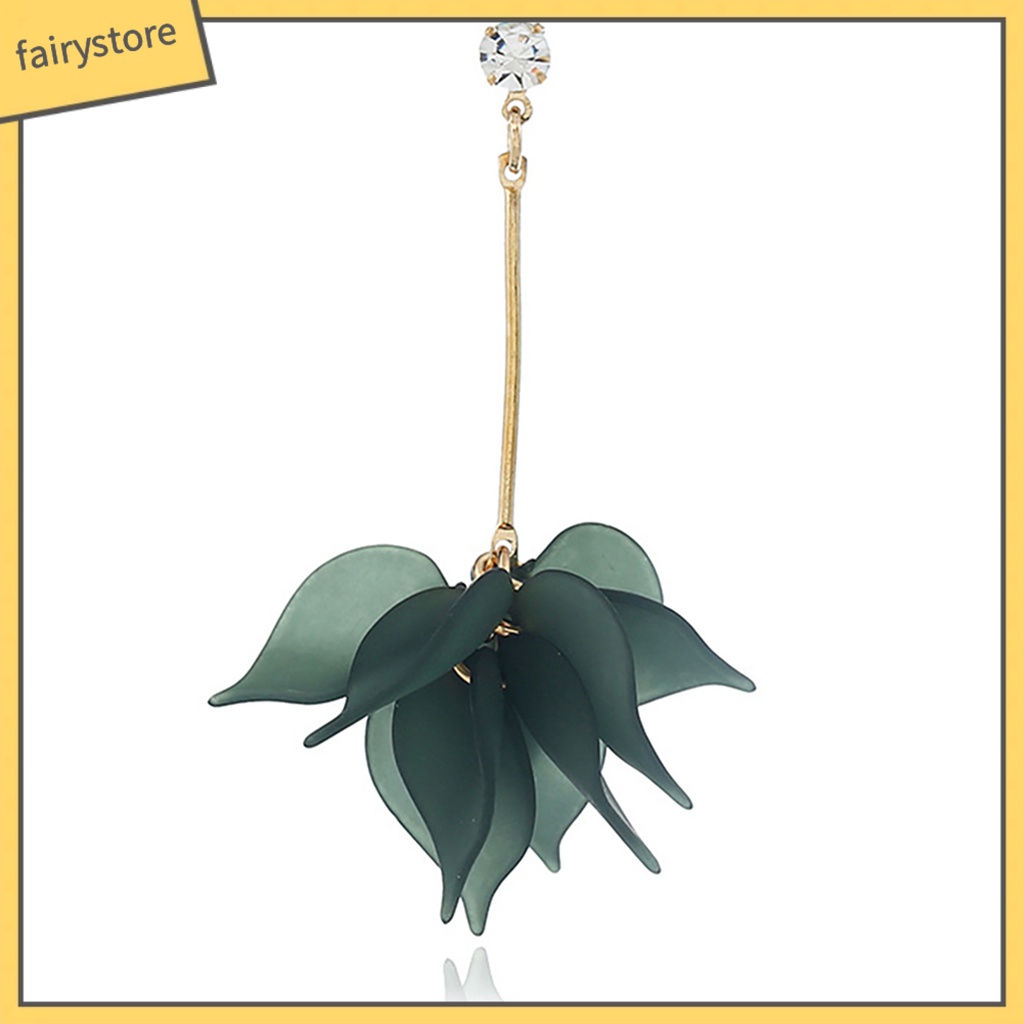 1 Đôi Bông Tai Dáng Dài Hình Cánh Hoa Bằng Hợp Kim Cho Nữ