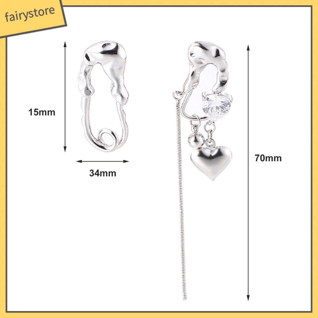 1 Đôi Bông Tai Hình Trái Tim Xếp Ly Không Đối Xứng Dành Cho Nữ