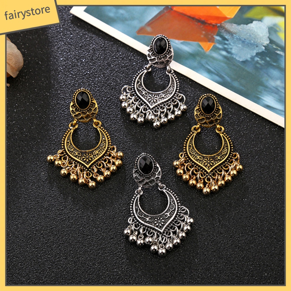 Bông Tai Dáng Dài Phối Tua Rua Phong Cách Cổ Điển Thời Trang Cho Nữ