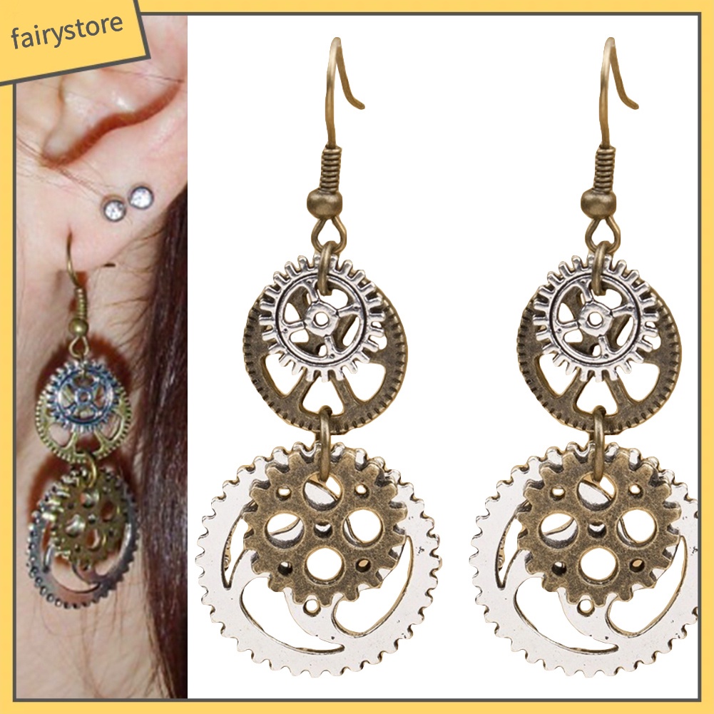 Đôi Khuyên Tai Dài Hình Bánh Răng Thời Trang Cho Nữ