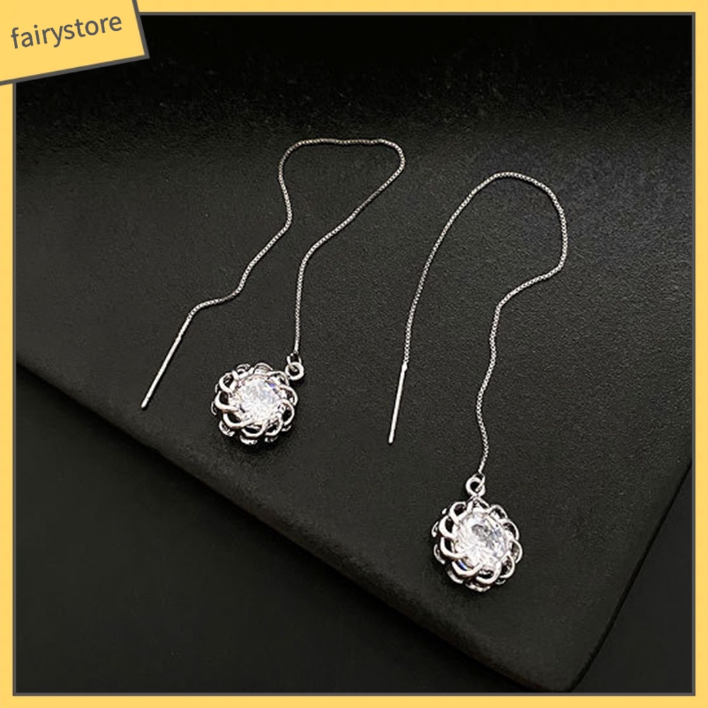 [FRO] Bông Tai Thả Dài Đính Ngọc Trai Giả Lấp Lánh Chống Dị Ứng Dễ Phối Đồ Trang Trí