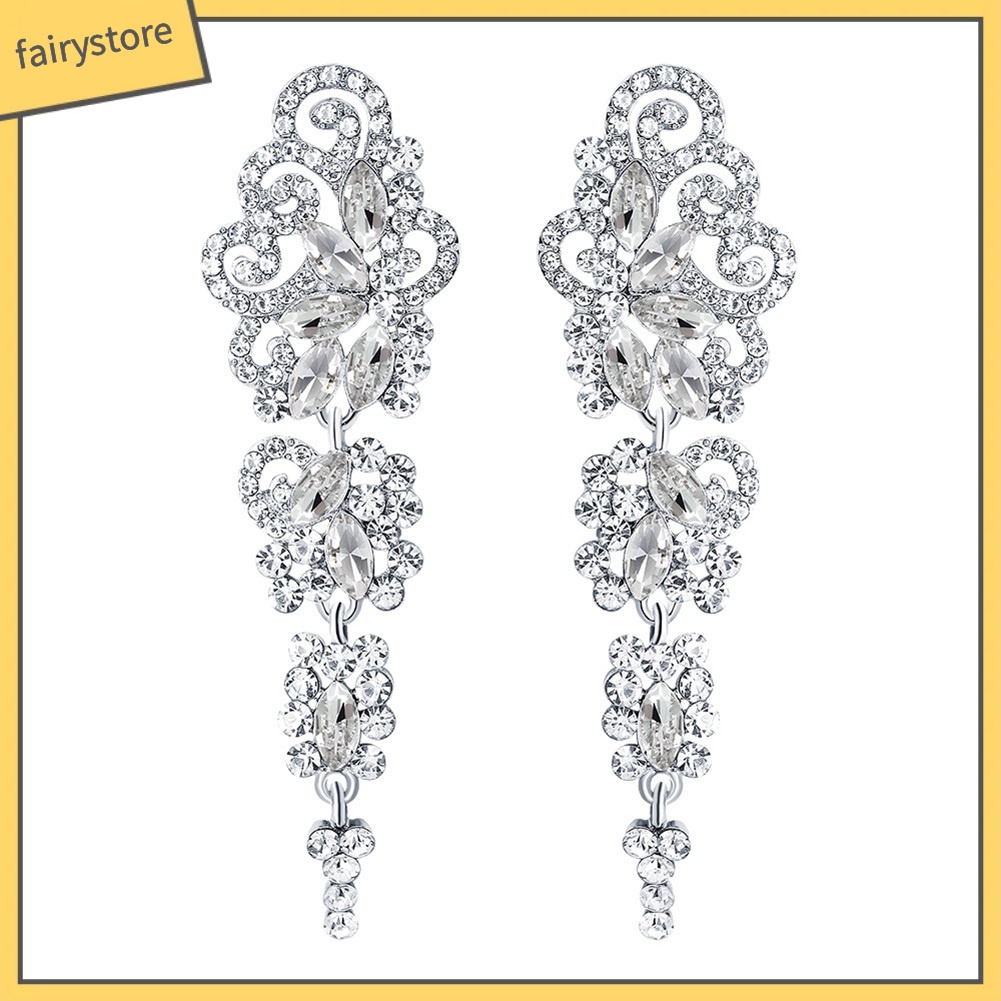 Bông Tai Dáng Dài Đính Đá Thời Trang Cho Nữ