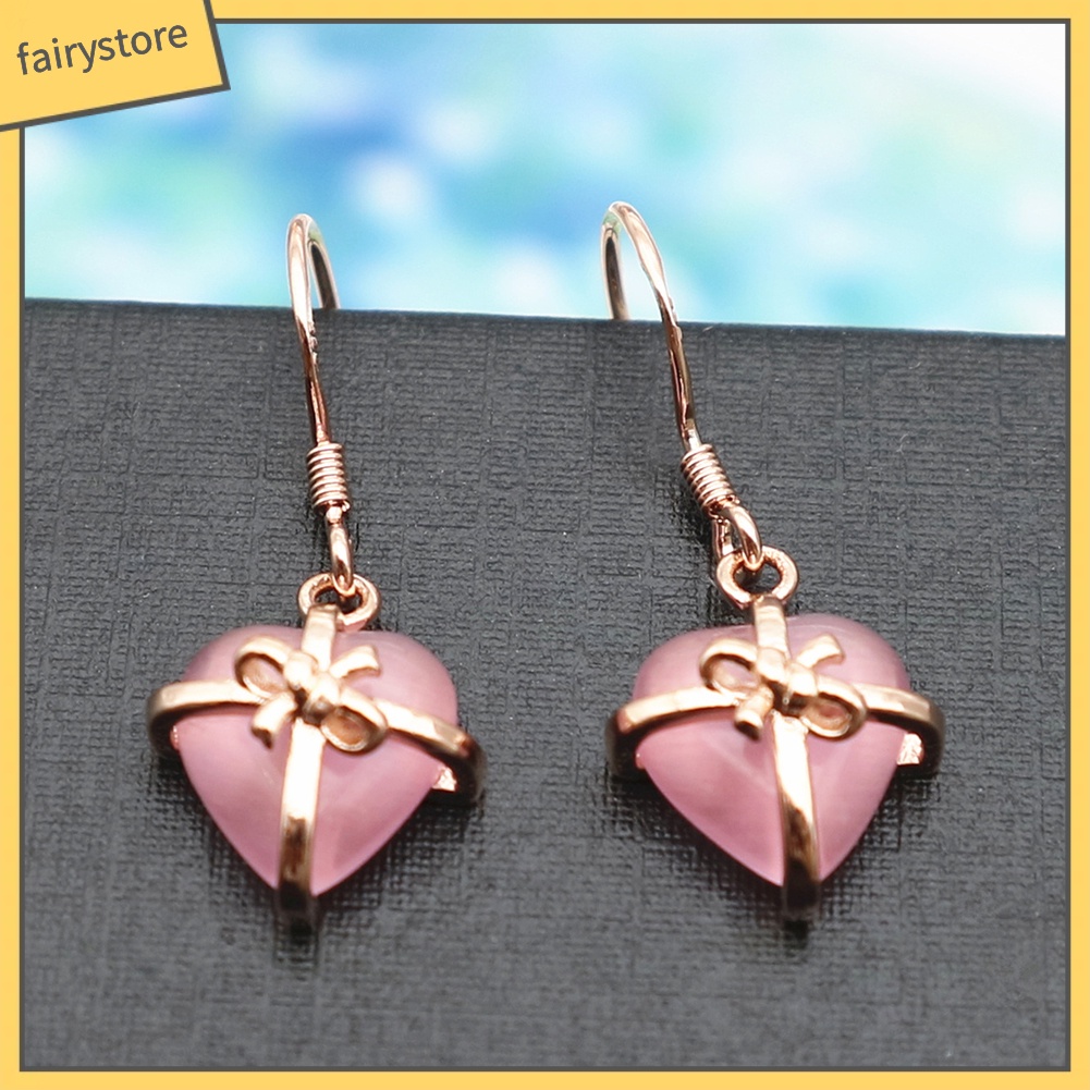 Đôi Bông Tai Hình Nơ / Trái Tim Đính Đá Thời Trang Cho Nữ