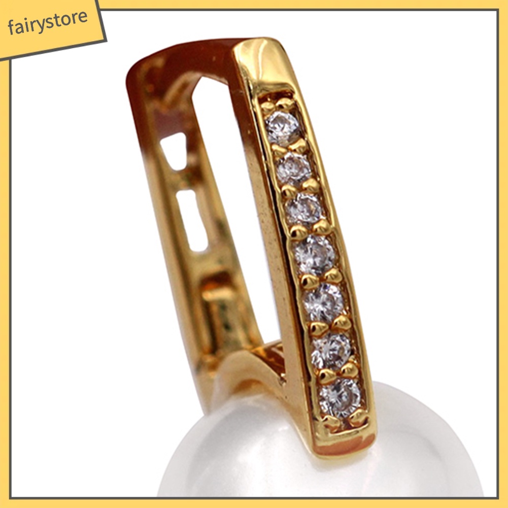 Bông Tai Hình Chiếc Lá Đính Đá &amp; Ngọc Trai Giả Thời Trang Cho Nữ