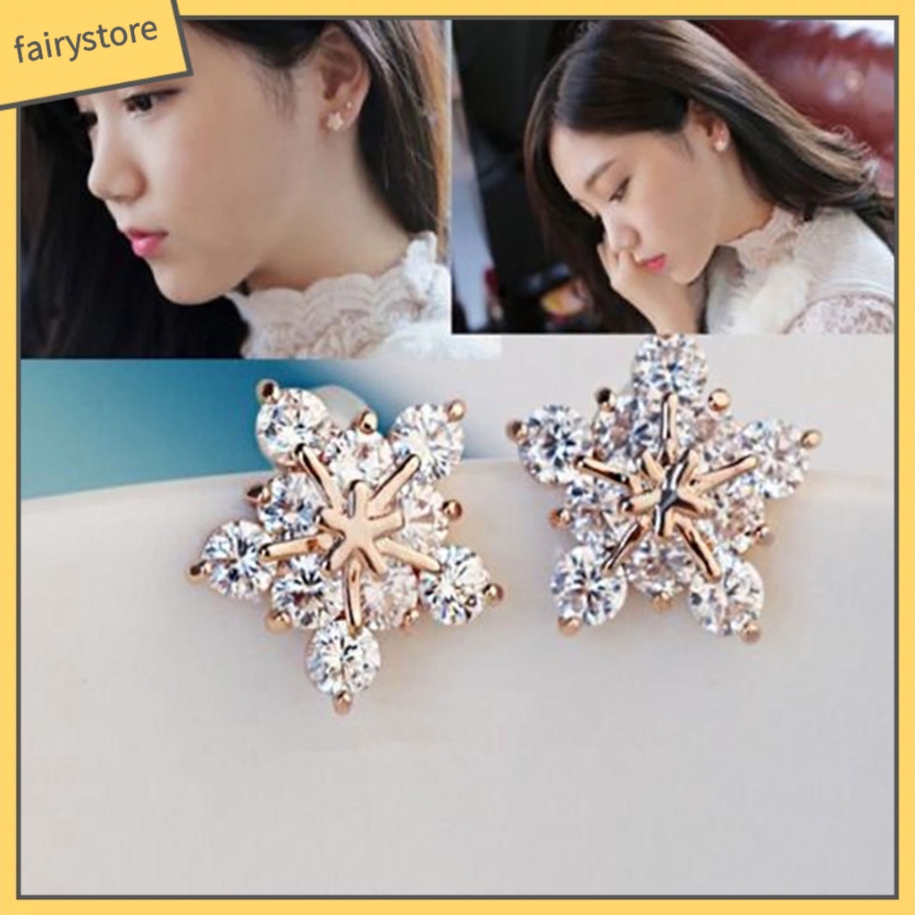 1 Đôi Bông Tai Hình Bông Tuyết Thanh Lịch Dành Cho Nữ