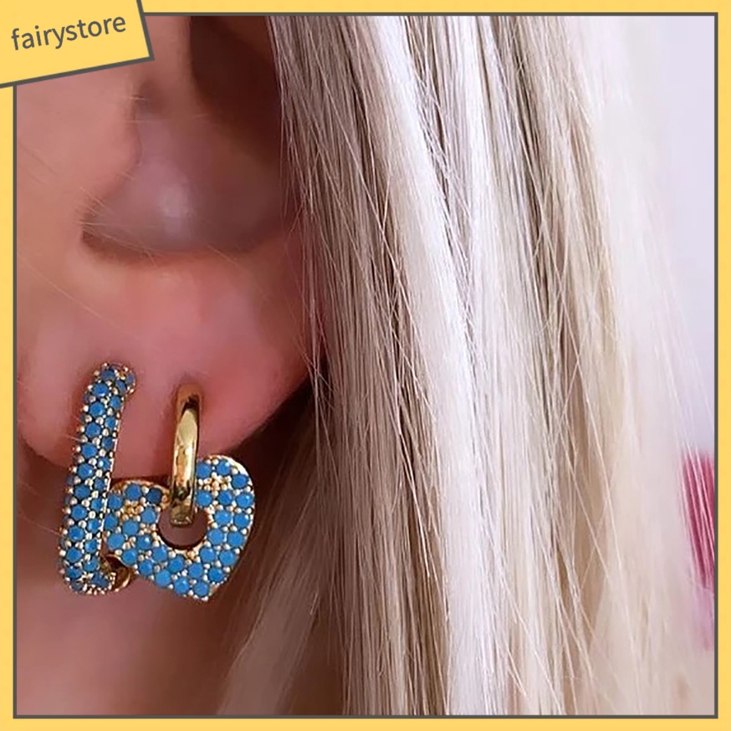 1 Đôi Bông Tai Hình Vuông Đính Đá Mạ Điện Không Gây Dị Ứng Phong Cách Vintage Phương Tây