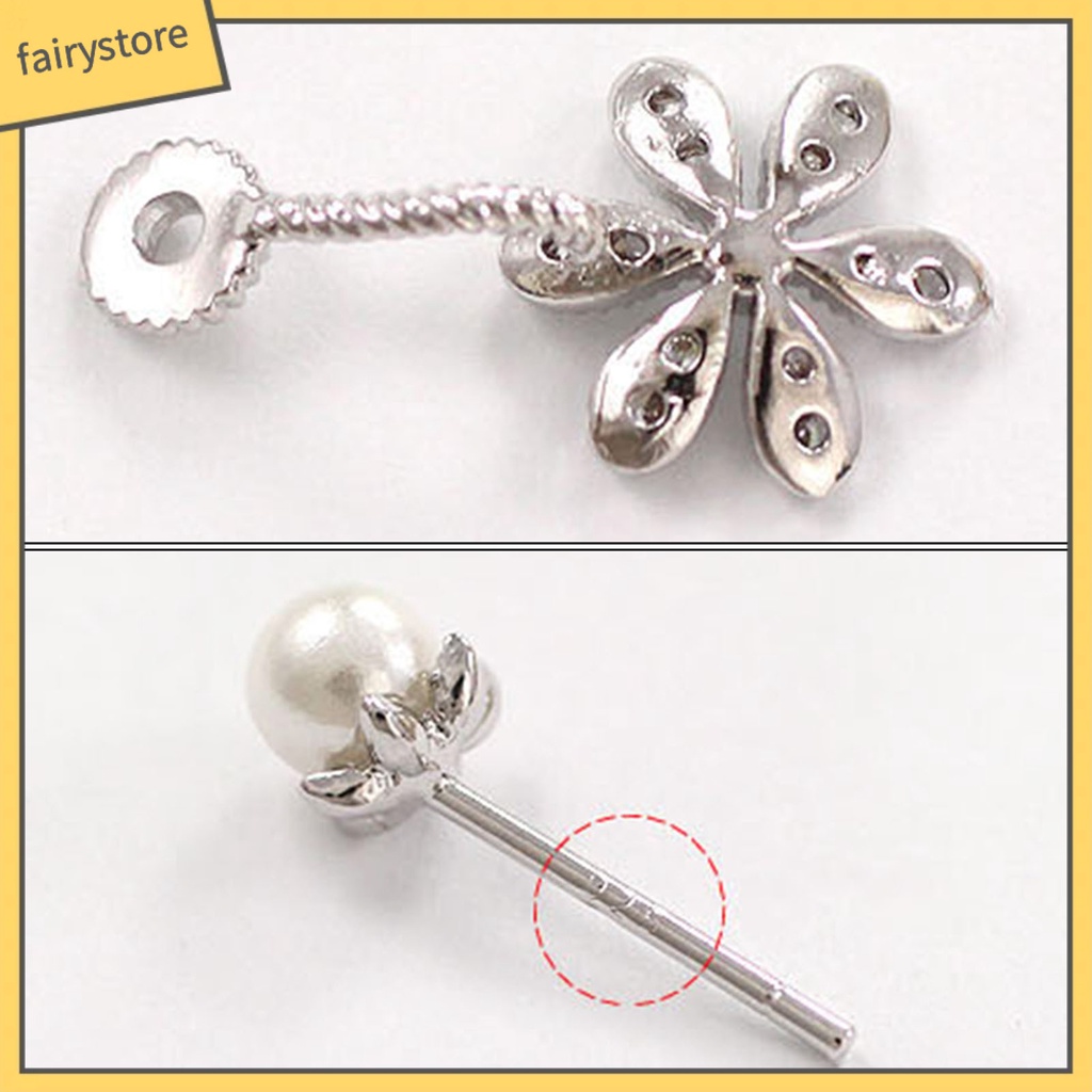 Bông Tai Hợp Kim Hình Hoa Đính Ngọc Trai Giả Lấp Lánh Chống Gỉ Sét Cho Nữ