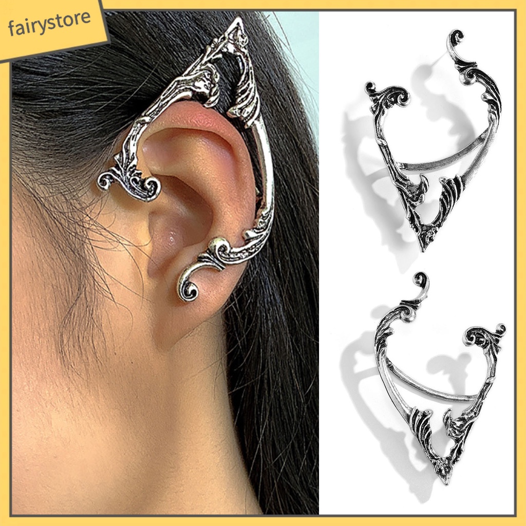 1 Khuyên Kẹp Vành Tai Elf Màu Sắc Tối Dễ Phối Đồ