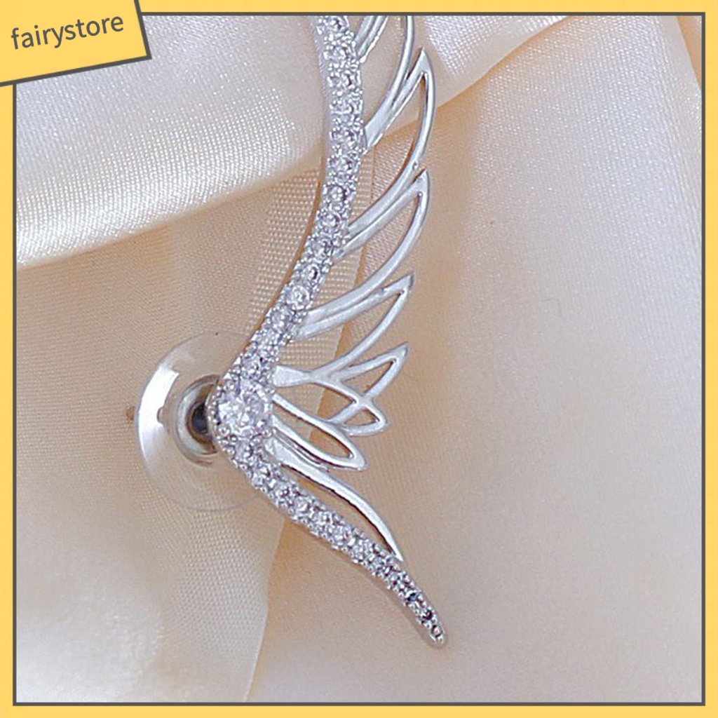 1 Đôi Bông Tai Hình Cánh Đính Đá Lấp Lánh Thời Trang Cho Nữ