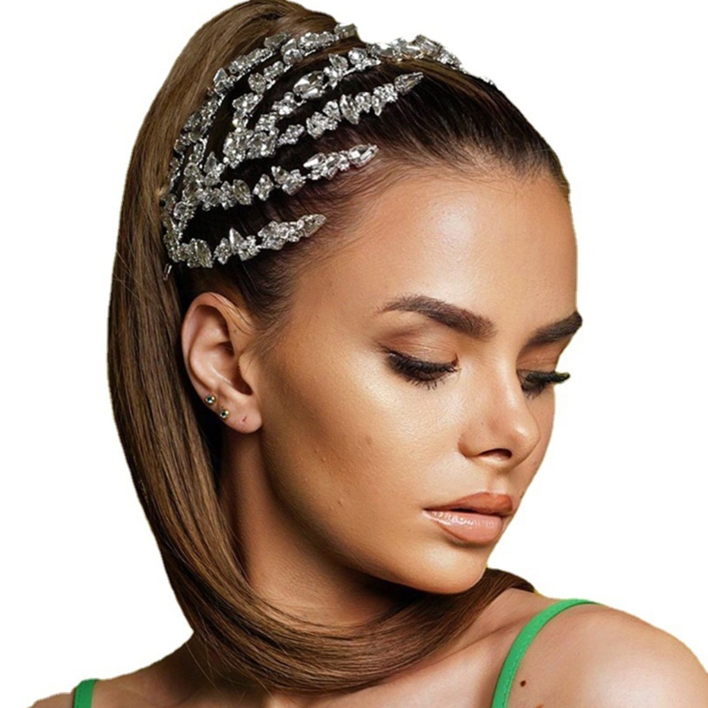 Flgo Vương Miện Đính Kim Cương Pha Lê Nhiều Lớp Lấp Lánh Màu Vàng / Bạc Thanh Lịch Dành Cho Cô Dâu Trong Tiệc Cưới Sup