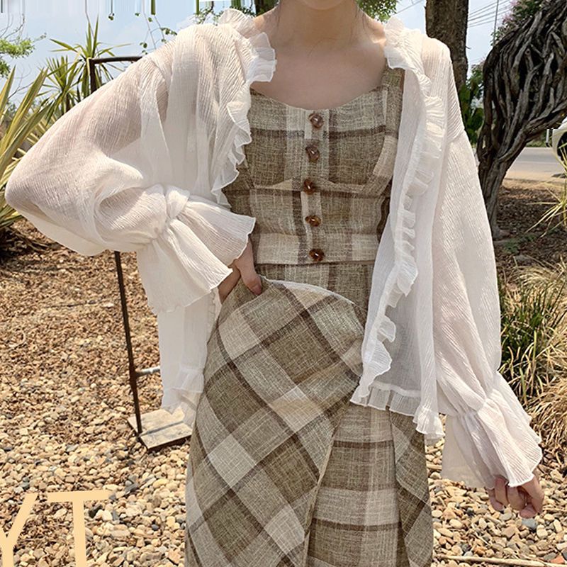 Áo Khoác cardigan chiffon Lụa Lạnh Chống Nắng Có Khăn Choàng Hợp Thời Trang Cho Nữ