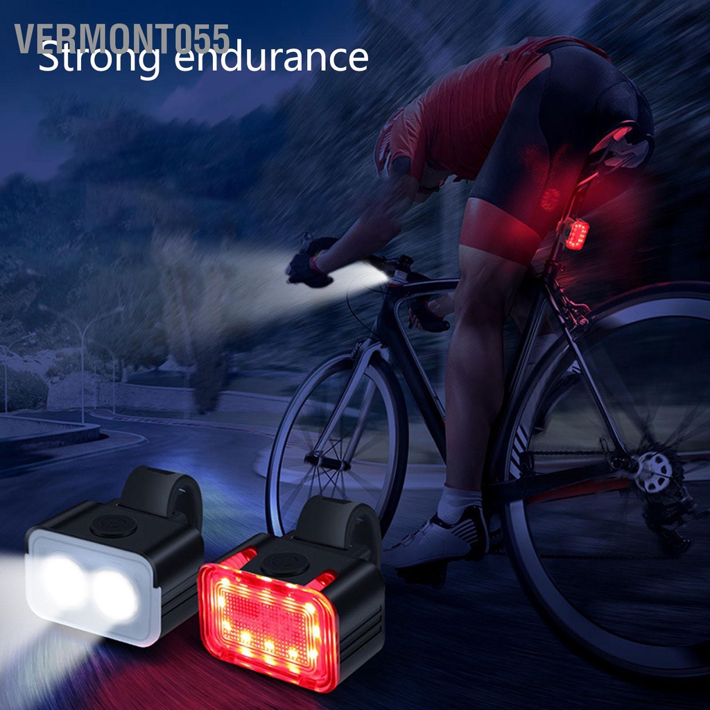 Vermont055 Đèn Xe Đạp Sạc Bộ Chống Nước IPX6 Đi Đêm An Toàn Trước LED Họa Tiết Rằn Ri Nét Ta 016RAR