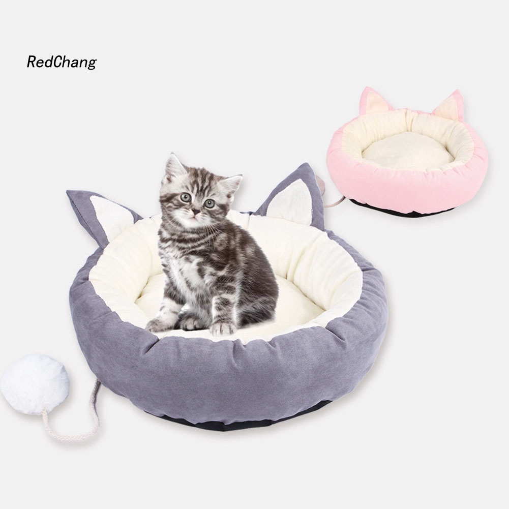 Giường Ngủ Hình Tròn Phủ Lông Mềm Mại Giữ Ấm Mùa Đông Dành Cho Thú Cưng