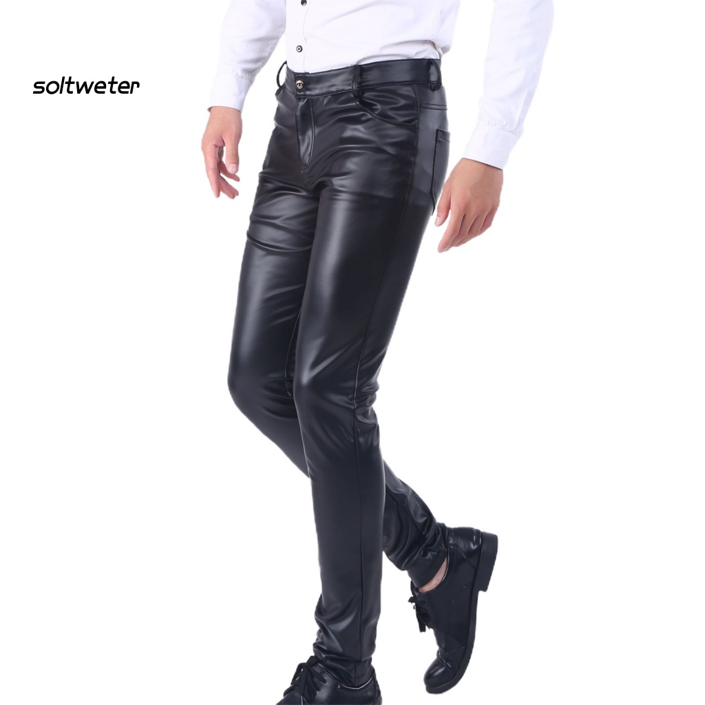Quần Bút Chì Giả Da Dáng Ôm Chống Thấm Nước Thời Trang Mùa Đông Sang Trọng Cho Nam