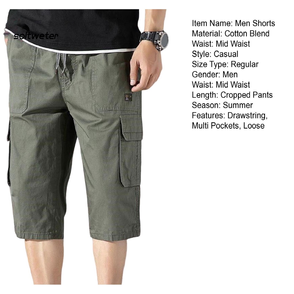 Quần Short Lưng Thun Ống Suông Mềm Mại Thoáng Khí Phối Dây Rút Thời Trang Mùa Hè Cho Nam