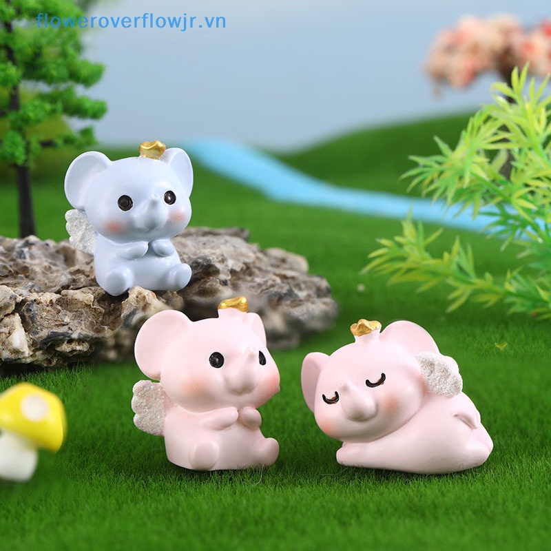 1 Tượng Voi Hồng Xanh Hoạt Hình Thu Nhỏ Bằng Nhựa Resin Cho Trang Trí Tiểu Cảnh