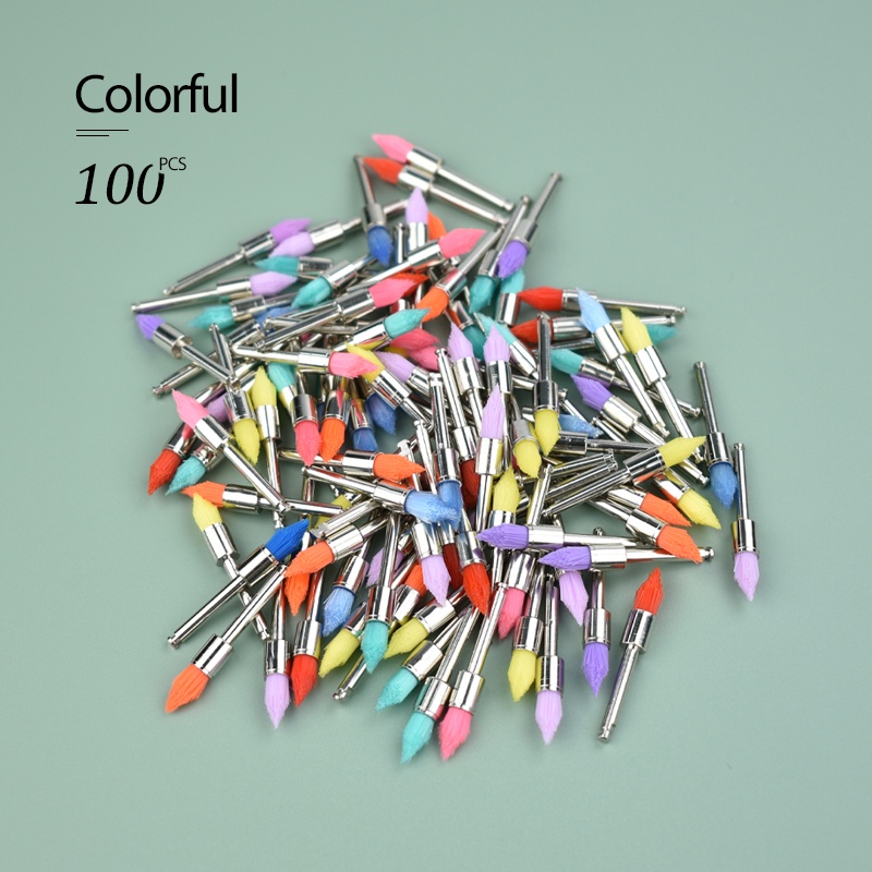 Bộ 100 Bàn Chải Đánh Bóng Răng Loại Bỏ Vết Bẩn Và Đánh Bóng Nhiều Màu Sắc