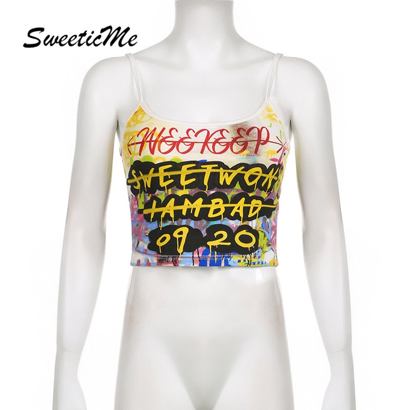Áo Tank Top Ôm Dáng In Họa Tiết Màu Tương Phản Thời Trang 2023 Cho Nữ