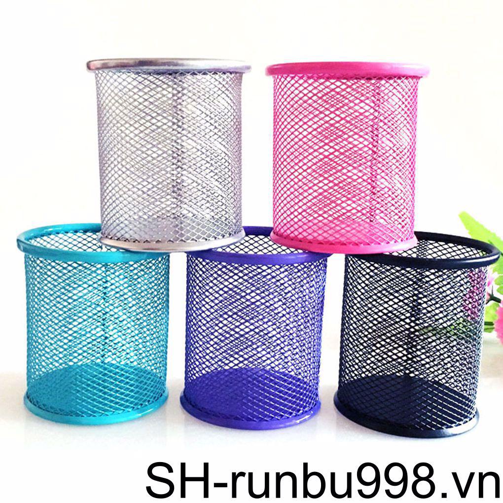 Giá Đỡ Bút Bằng Lưới Kim Loại Hình Trụ Tiện Dụng Cho Văn Phòng
