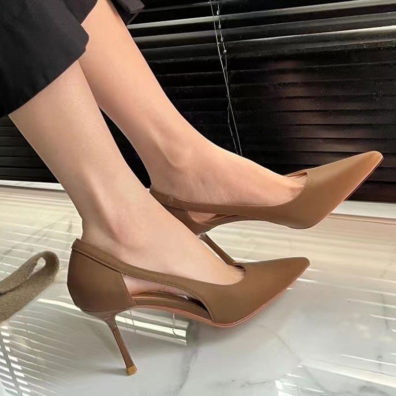 Giày cao gót YUNGUANG mũi nhọn đơn giản thời trang phong cách Pháp