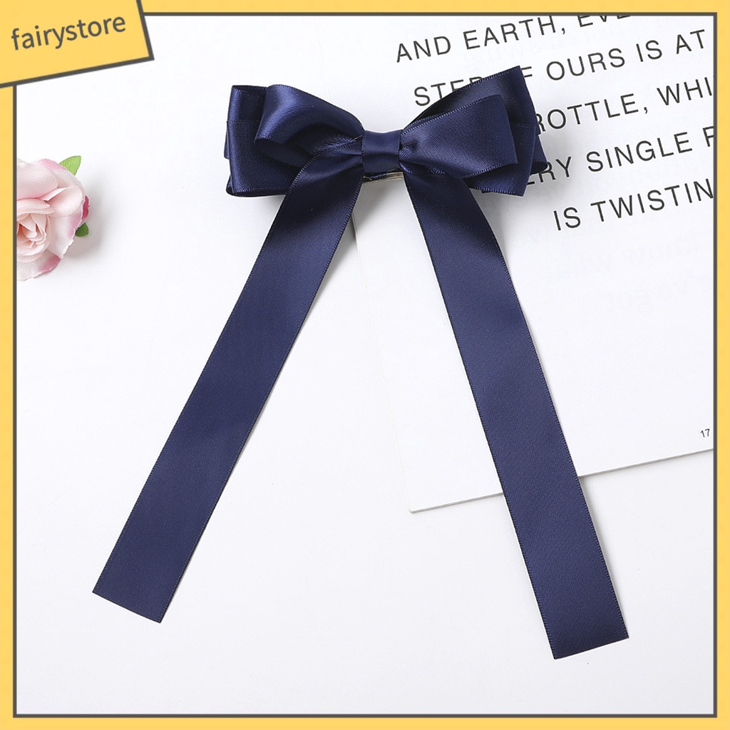 Kẹp Tóc Hình Nơ Màu Trơn Phong Cách Dành Cho Nữ