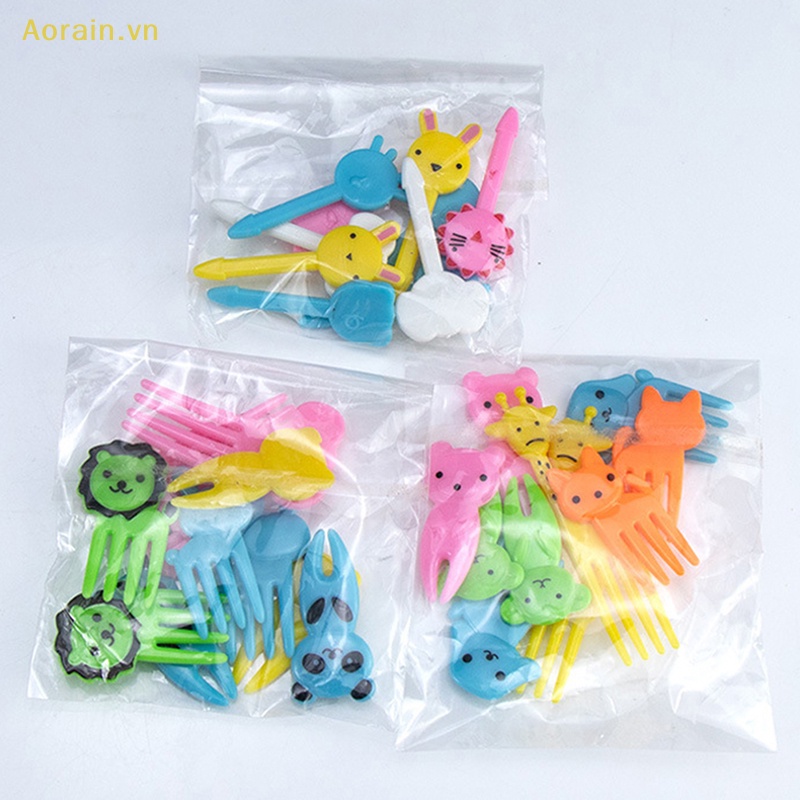 {Aorain} Set 10 Nĩa Ăn Trái Cây Tráng Miệng Hình Động Vật Hoạt Hình Mini Trang Trí Bánh Kem