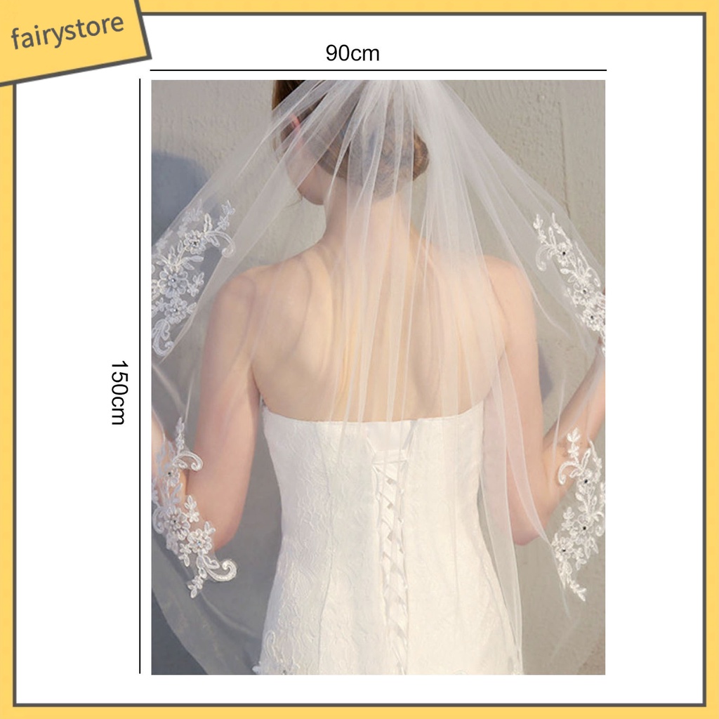 [FRO] Mạng Che Mặt Phối Ren Lưới Đính Đá Quyến Rũ Đẹp Mắt Với Một Lớp Trang Trí Tóc Để Chụp Ảnh Cưới