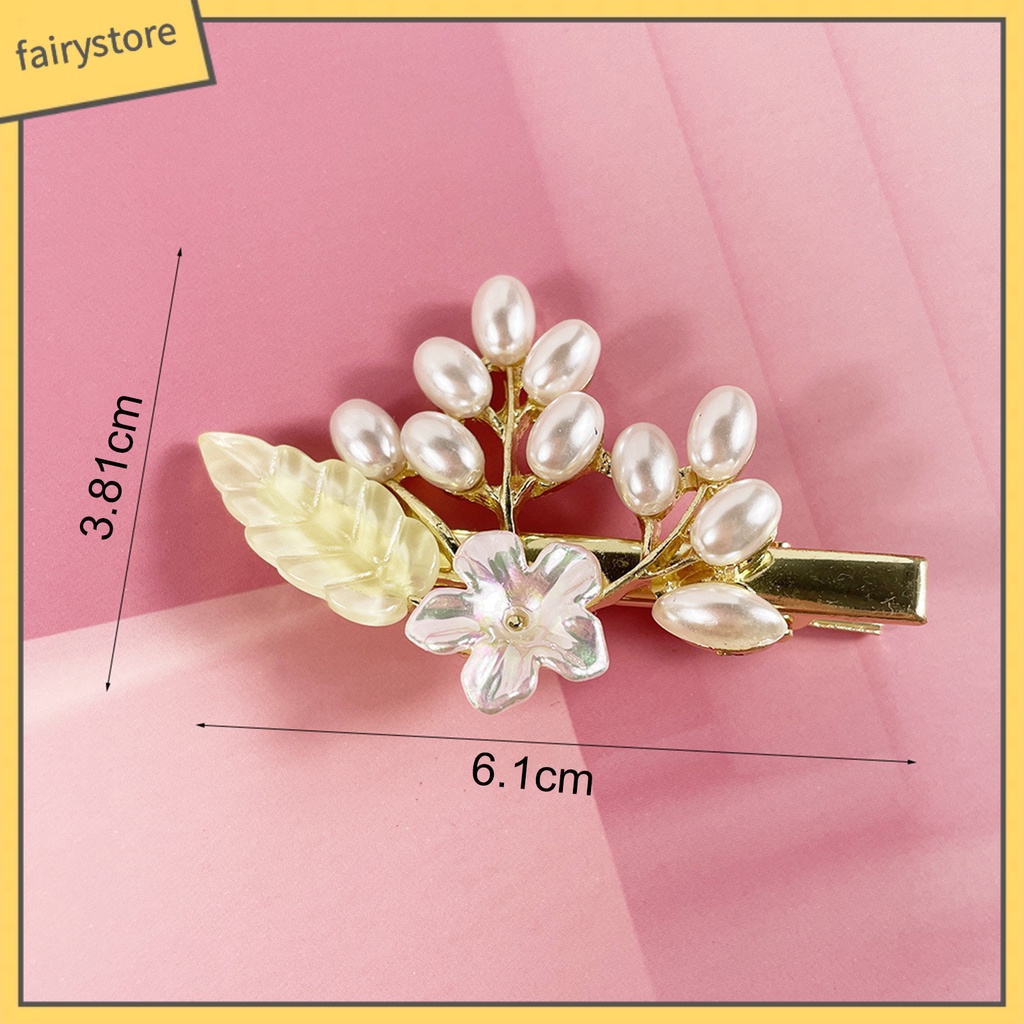 Kẹp Tóc Hoa Đính Ngọc Trai Giả Phong Cách Hàn Quốc Ngọt Ngào Cho Cô Dâu