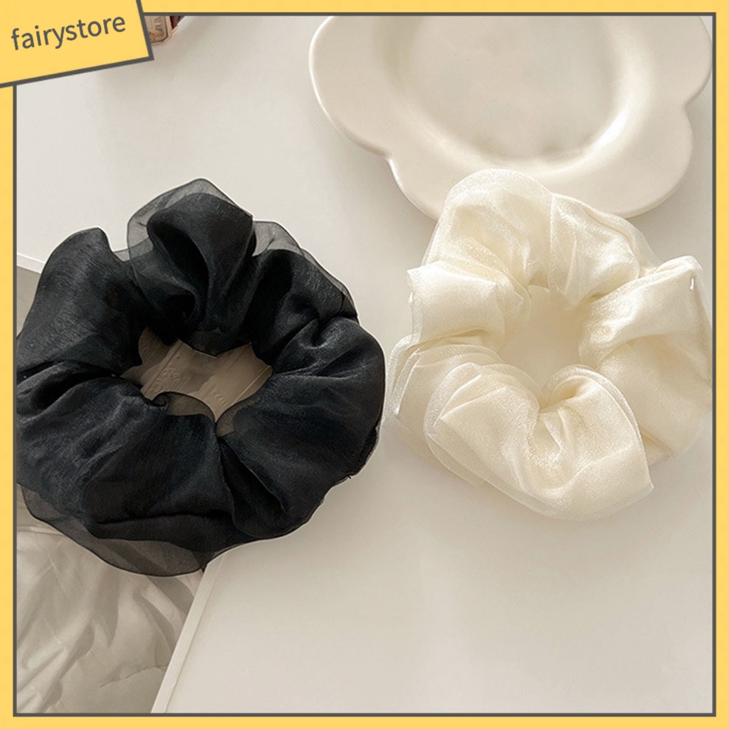 Dây Buộc Tóc Hai Lớp Mềm Mại Co Giãn Chống Rách Màu Trơn Thời Trang Cho Nữ