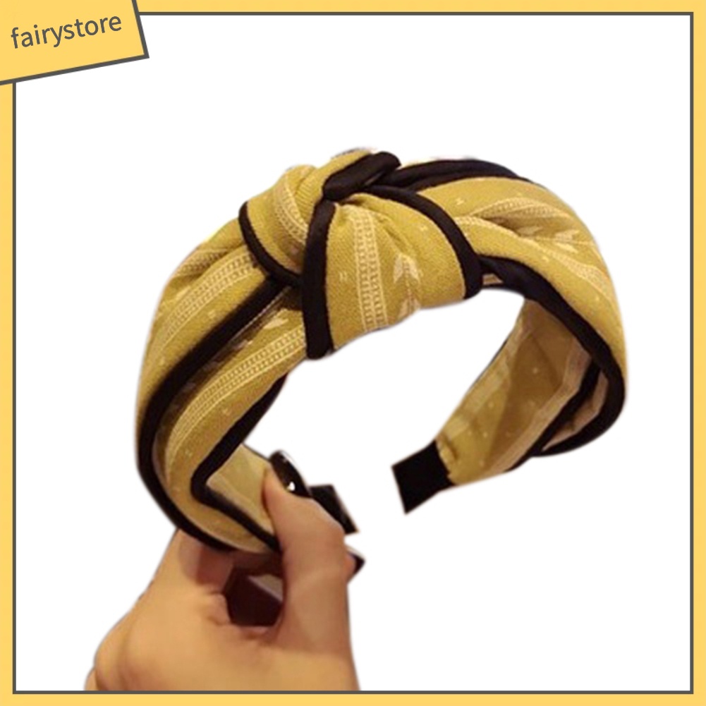 Băng Đô Vải Bản Rộng Thắt Nút Họa Tiết Lá Thời Trang Cho Nữ