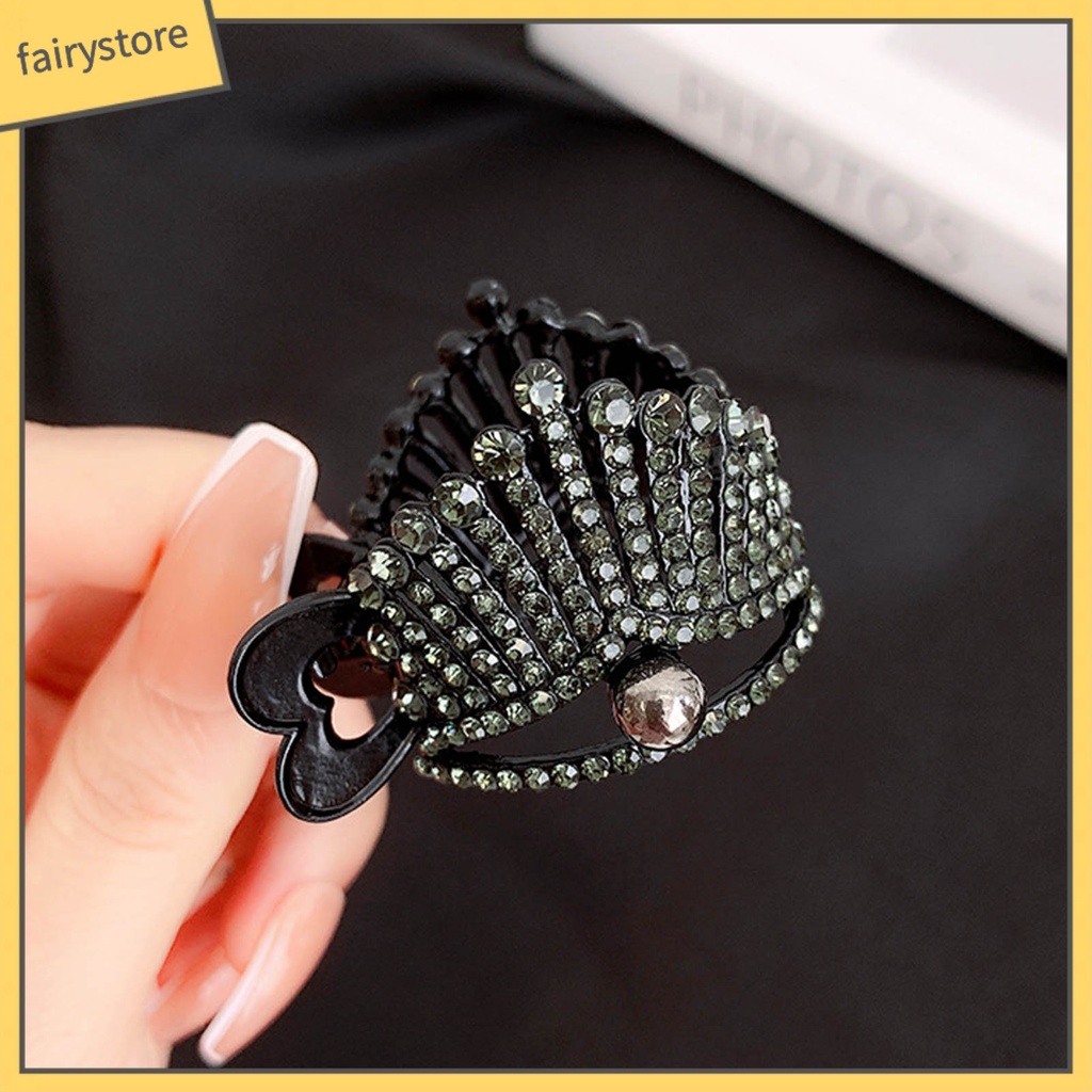 Kẹp Tóc Càng Cua Đính Đá &amp; Ngọc Trai Giả Hình Đuôi Thỏ Chống Trượt Cho Nữ