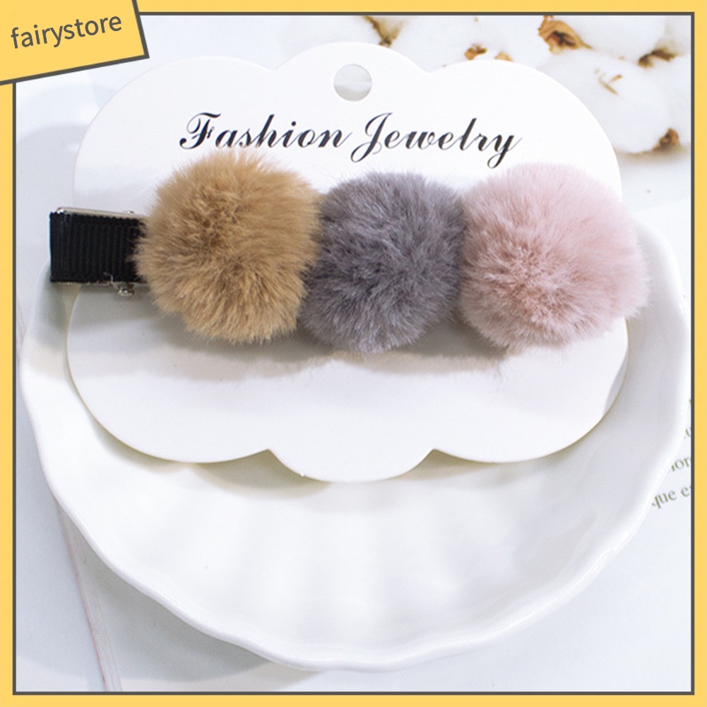 1 Kẹp Tóc Đính Bóng Xù Thời Trang Cho Nữ