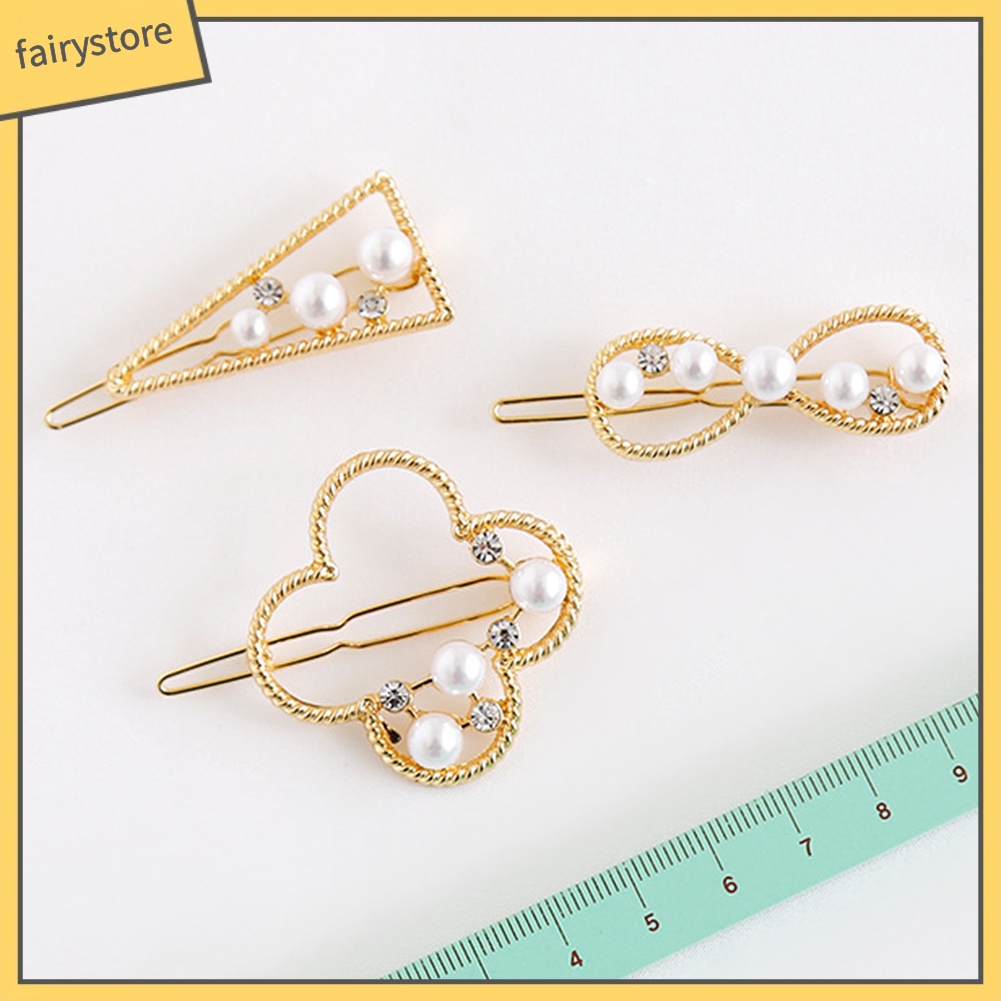 Kẹp Tóc Đính Đá Ngọc Trai Giả Thời Trang Dành Cho Nữ