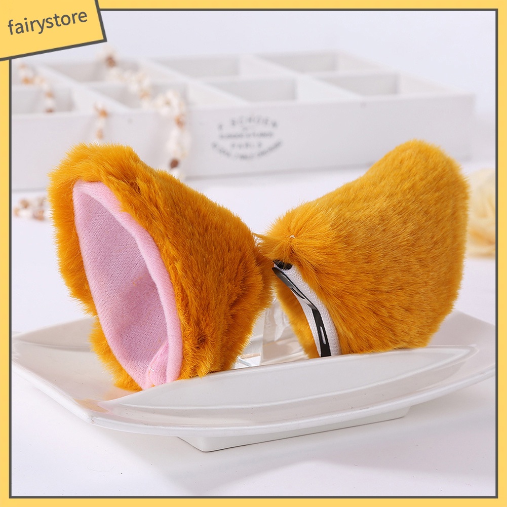 1 Cặp Kẹp Tóc Tai Mèo Đính Lông Hóa Trang Chụp Ảnh Cho Bé