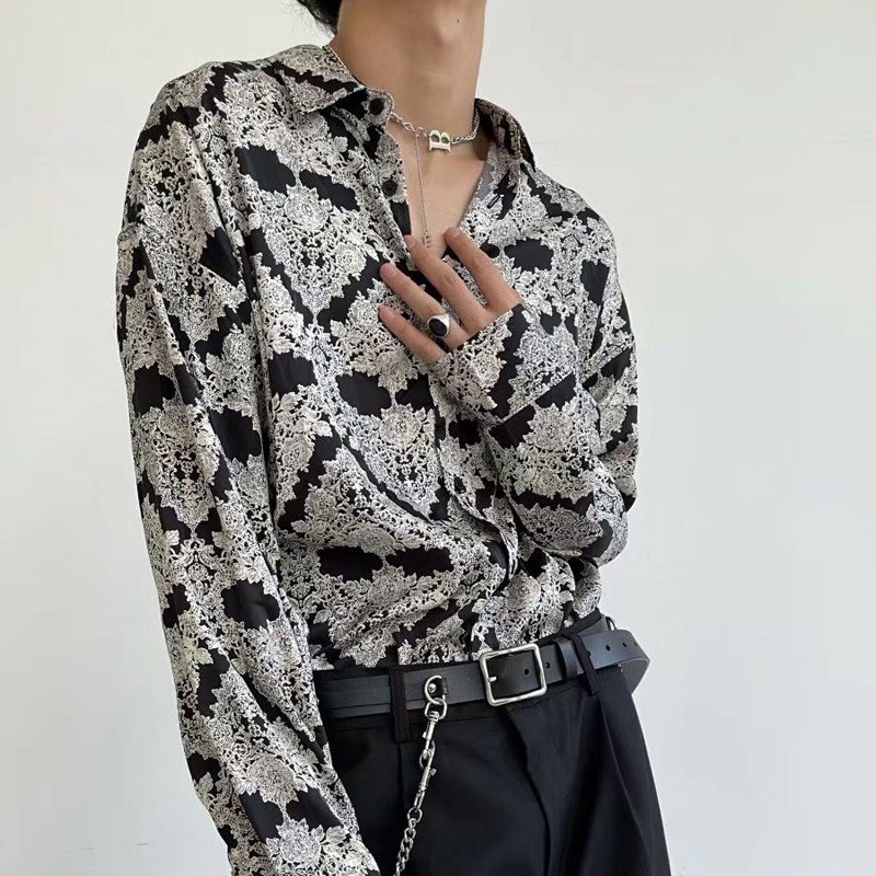 Áo Sơ Mi Dài Tay Họa Tiết Hoa Cao Cấp Thời Trang Theo Phong Cách Pháp Cho Nam