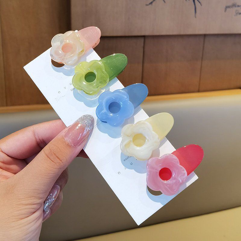 Kẹp Tóc Mini Họa Tiết Hoa Hoạt Hình Phong Cách Hàn Quốc Dễ Thương Cho Bé Gái