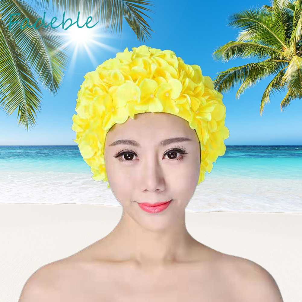 Mũ Bơi In Hoa 3D Thoáng Khí Thoải Mái Cho Nữ