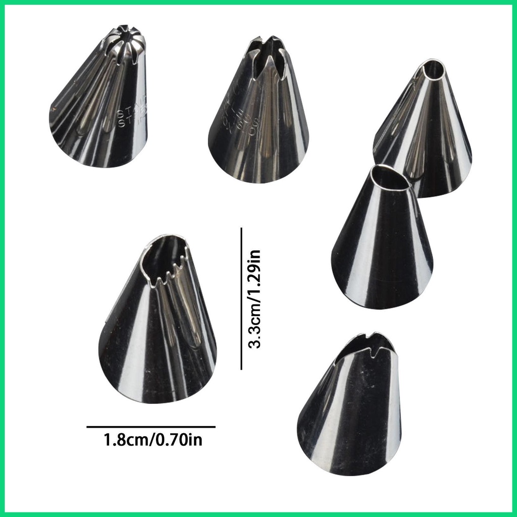 Set 6 Đuôi Bắt Bông Kem Trang Trí Bánh Bằng Thép Không Gỉ