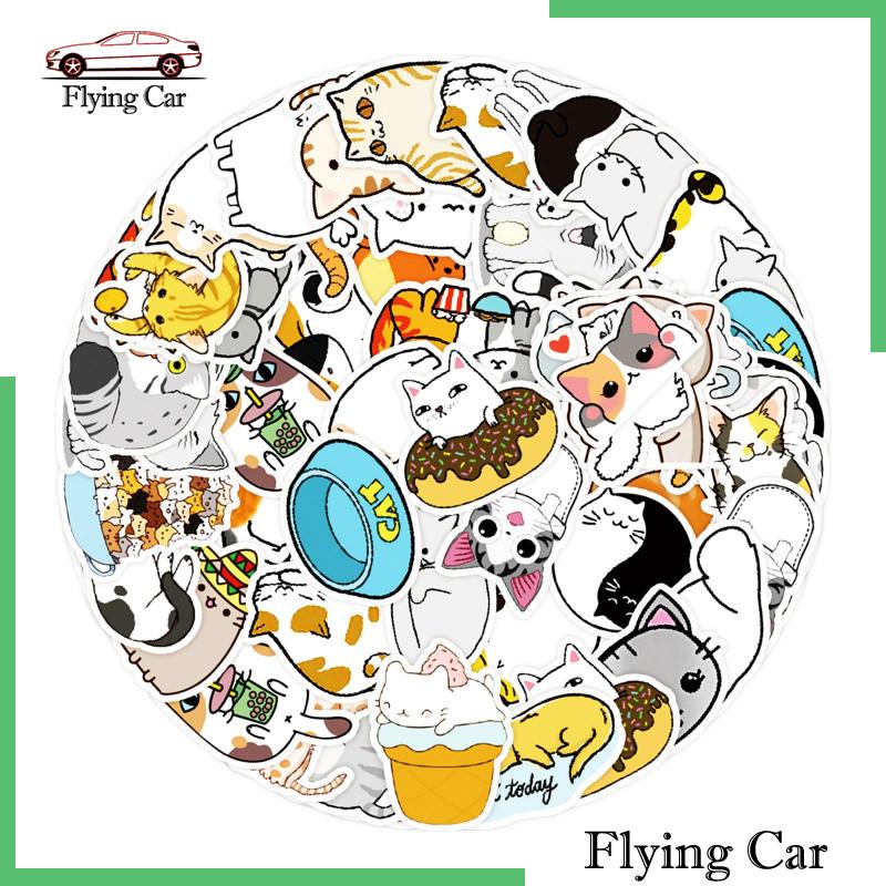 [Lzdjfmy2] 50 Miếng Dán Hình Mèo Vui Nhộn Dễ Thương Cho Thanh Thiếu Niên