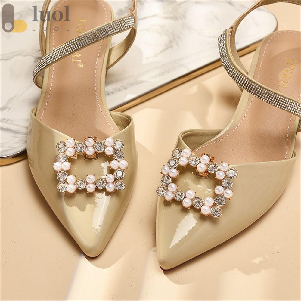 Set 2 Kẹp Giày Đính Nơ Thời Trang Cho Cô Dâu