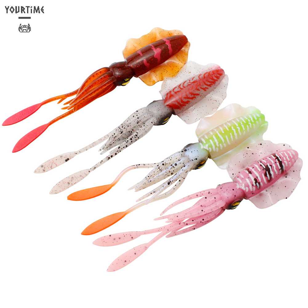 Mồi Câu Cá Giả Hình Bạch Tuộc 3D Phát Sáng 15cm Mềm